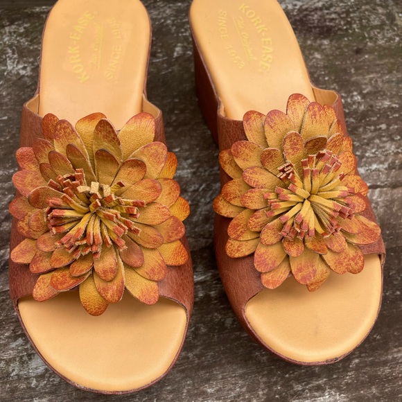 Korkease Noellie Leather Platform Flower Slide Wedge - Picture 5 of 13